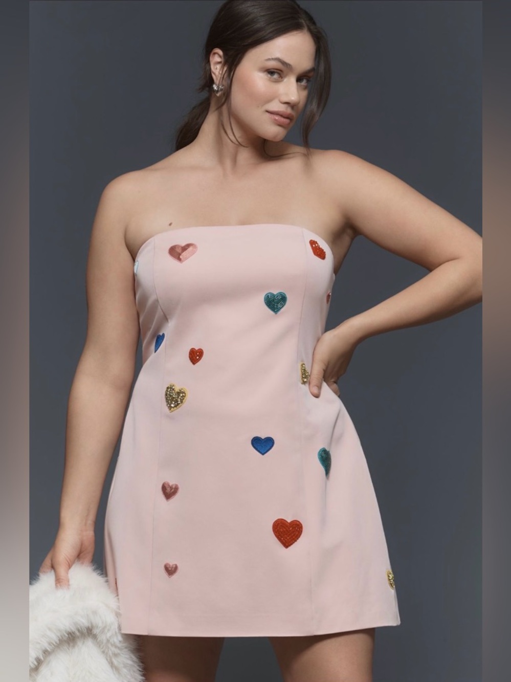Anthropologie x Mare Mare Strapless Heart-Embellished Mini Dress Sz XS X-Small